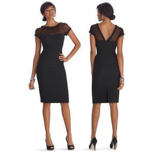 *NWOT* WHBM Black Sheer Neckline Sheath Dress